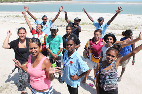 Above: Pormpuraaw's youth group and young individuals from Yarrabah attending the Summit.
