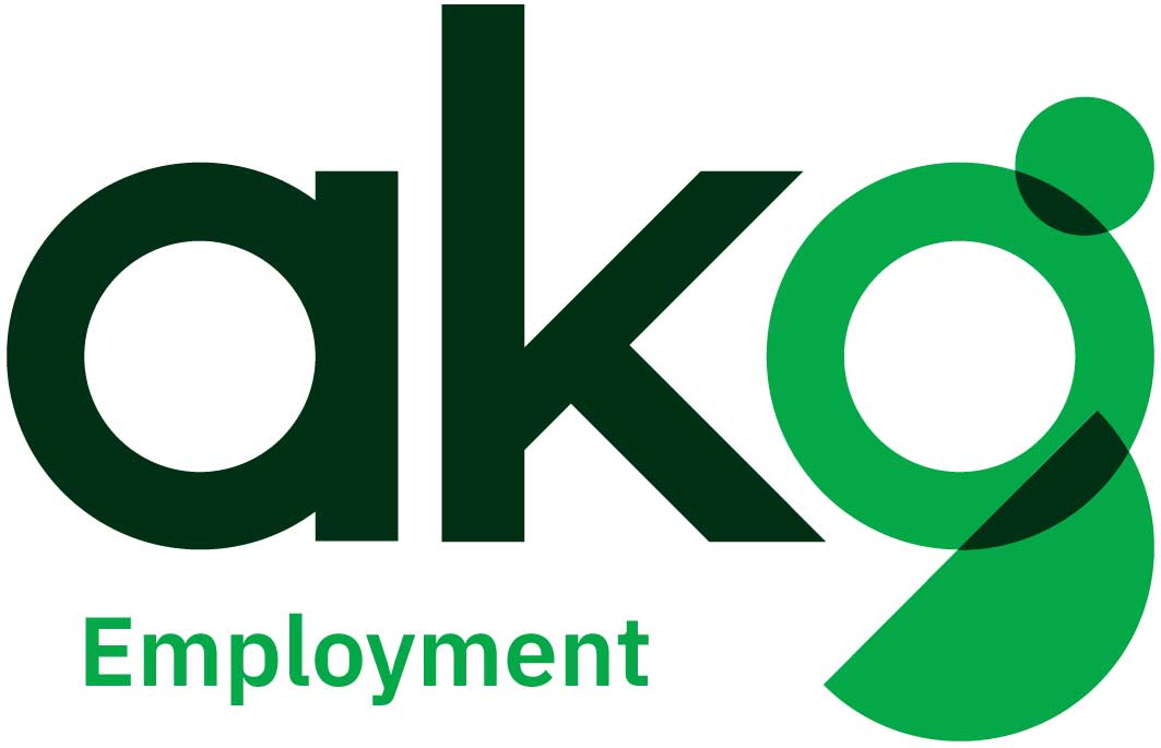 Green and white logo - AKG Employment