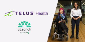 Telus Health and ulaunch logos with images of people with disability